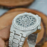 Skeleton Dial Fully Iced Out Moissanite Watch 