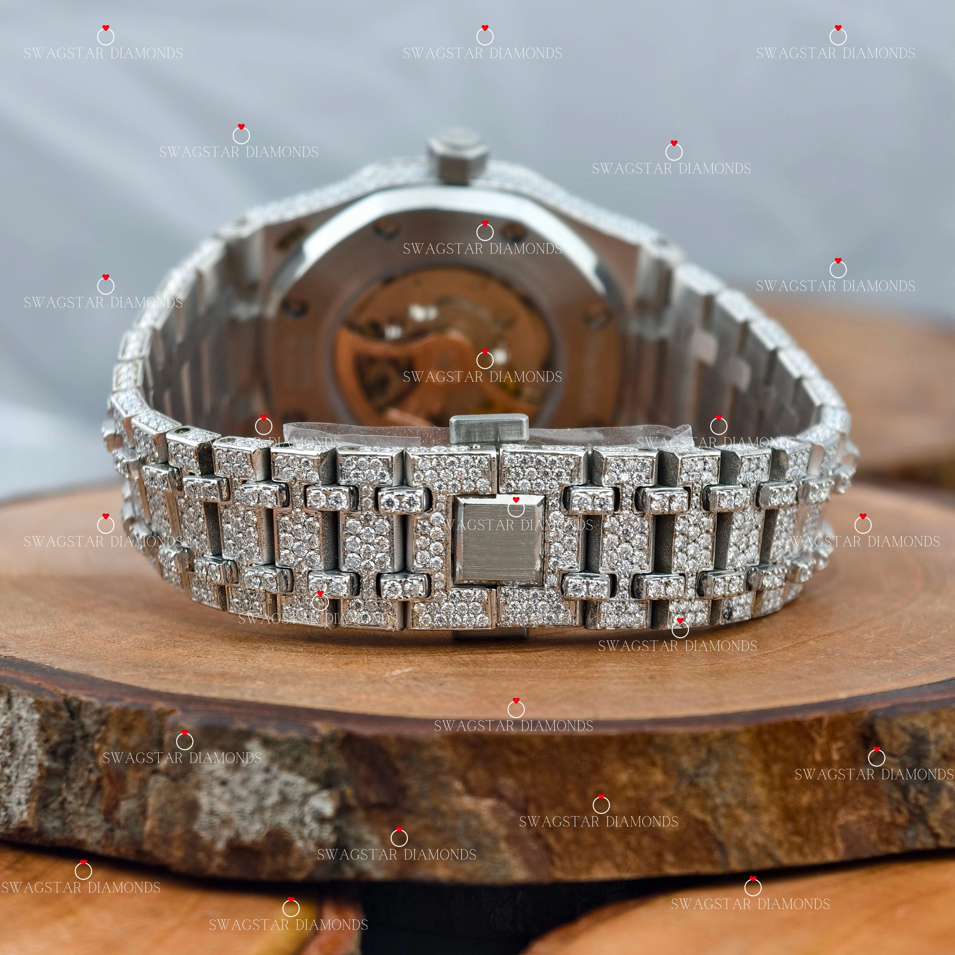 Skeleton Dial Fully Iced Out VVS Moissanite Watches