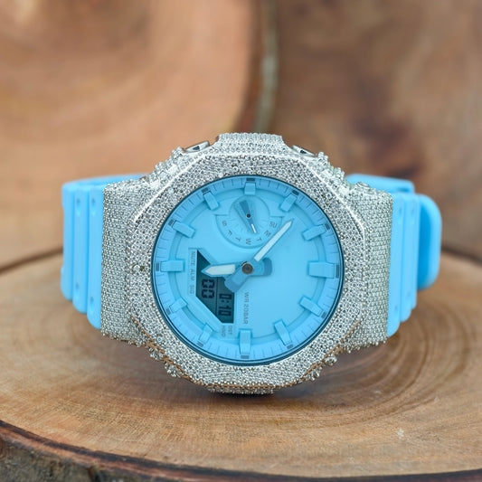 Sky Color Silicon Band Moissanite Watch