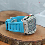 Sky Color Silicon Belt Moissanite Watch