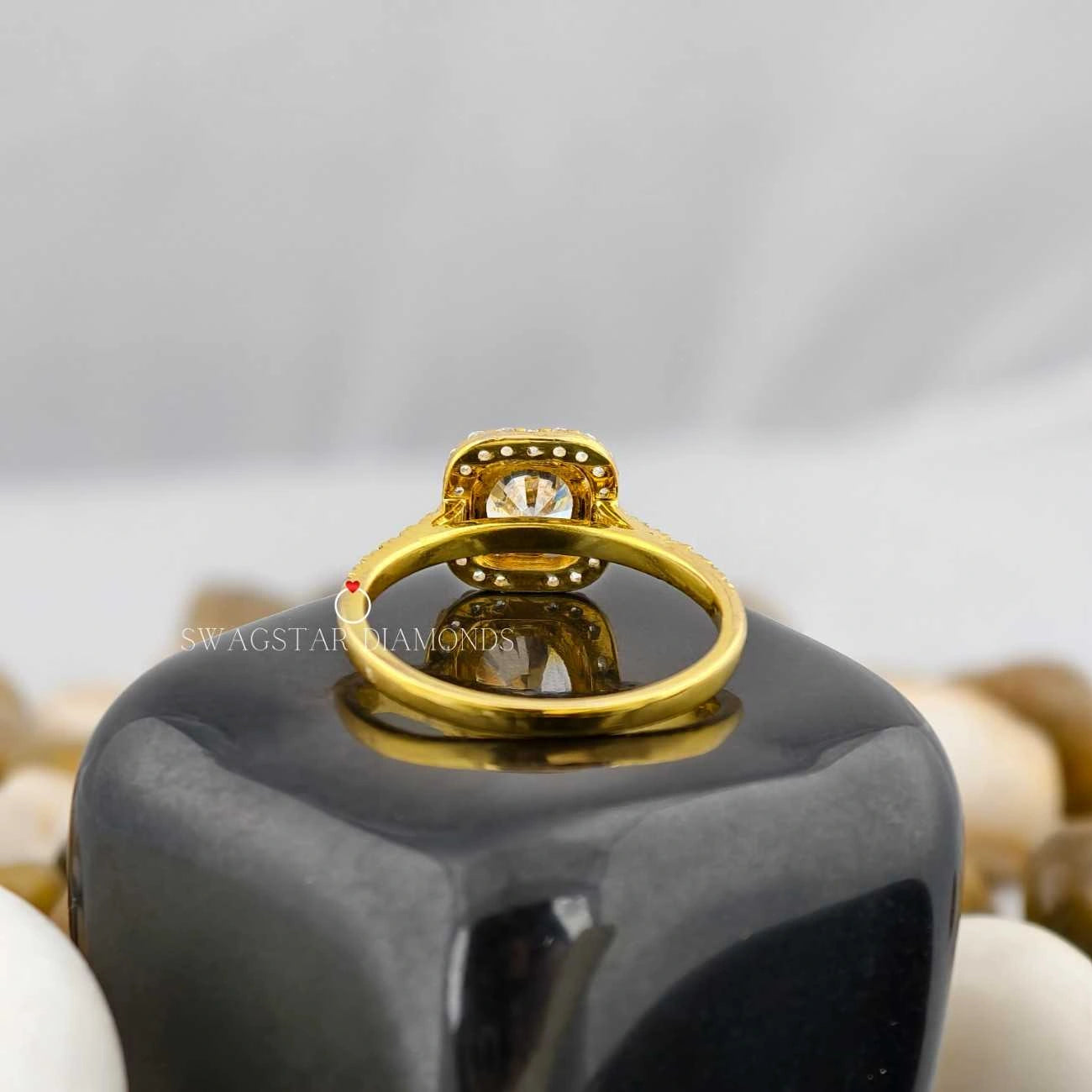 Square Halo Diamond Engagement Ring