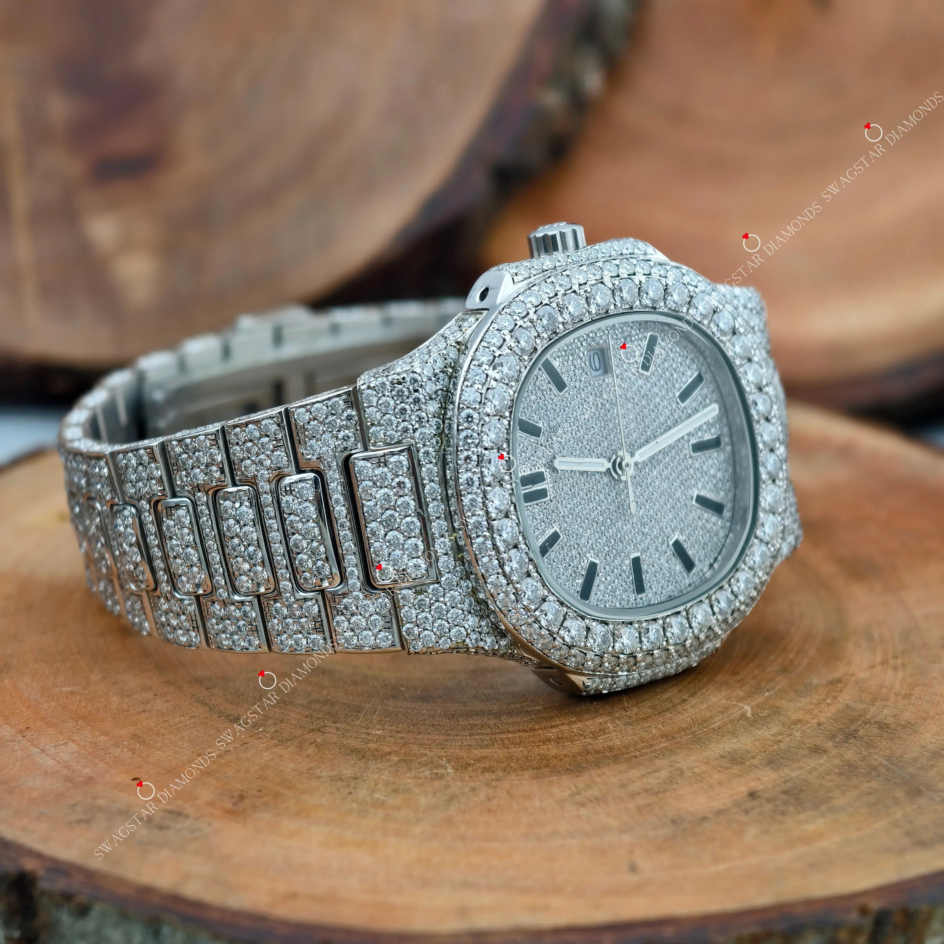 Stainless Steel Moissanite Watch