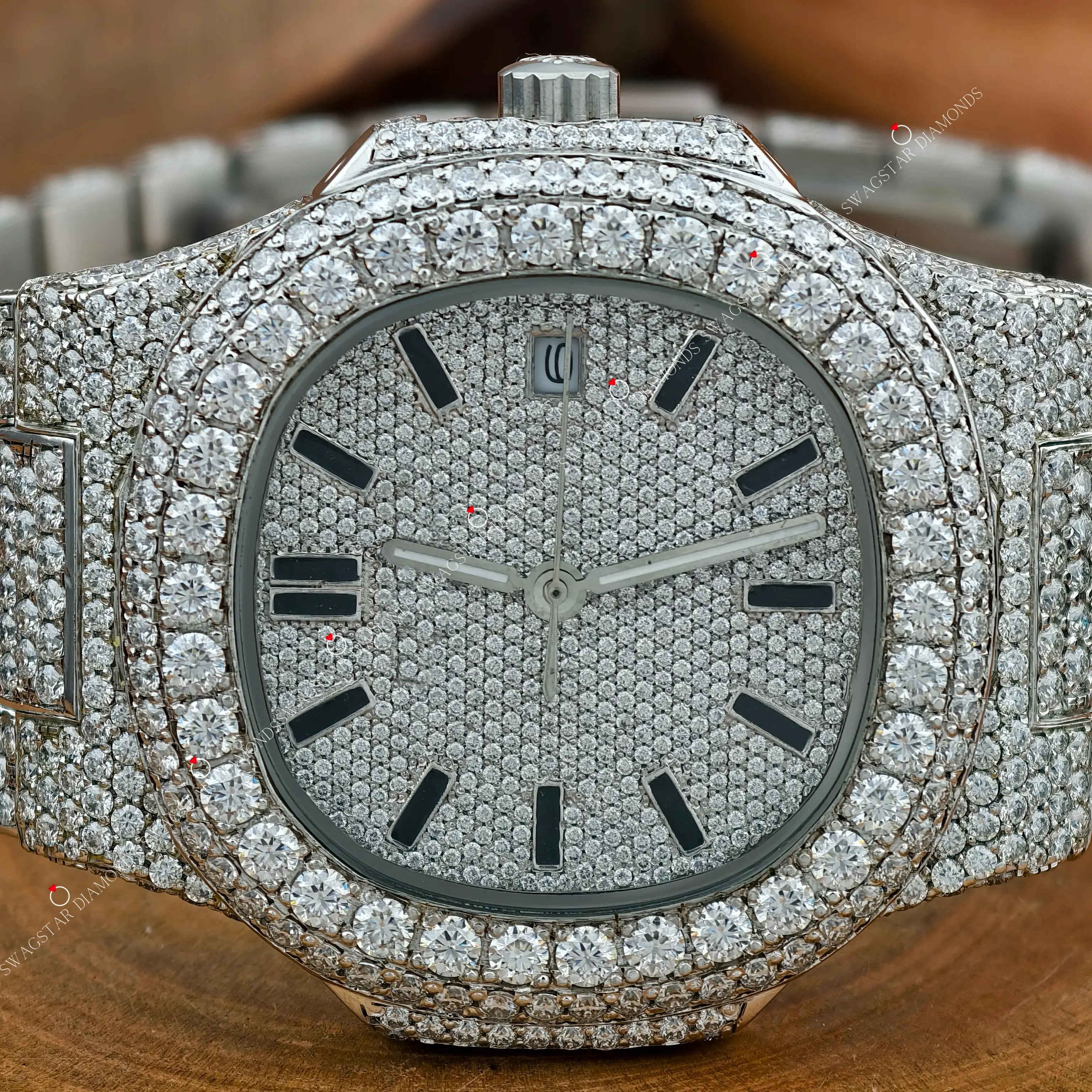 Stainless Steel Moissanite Watch For Men