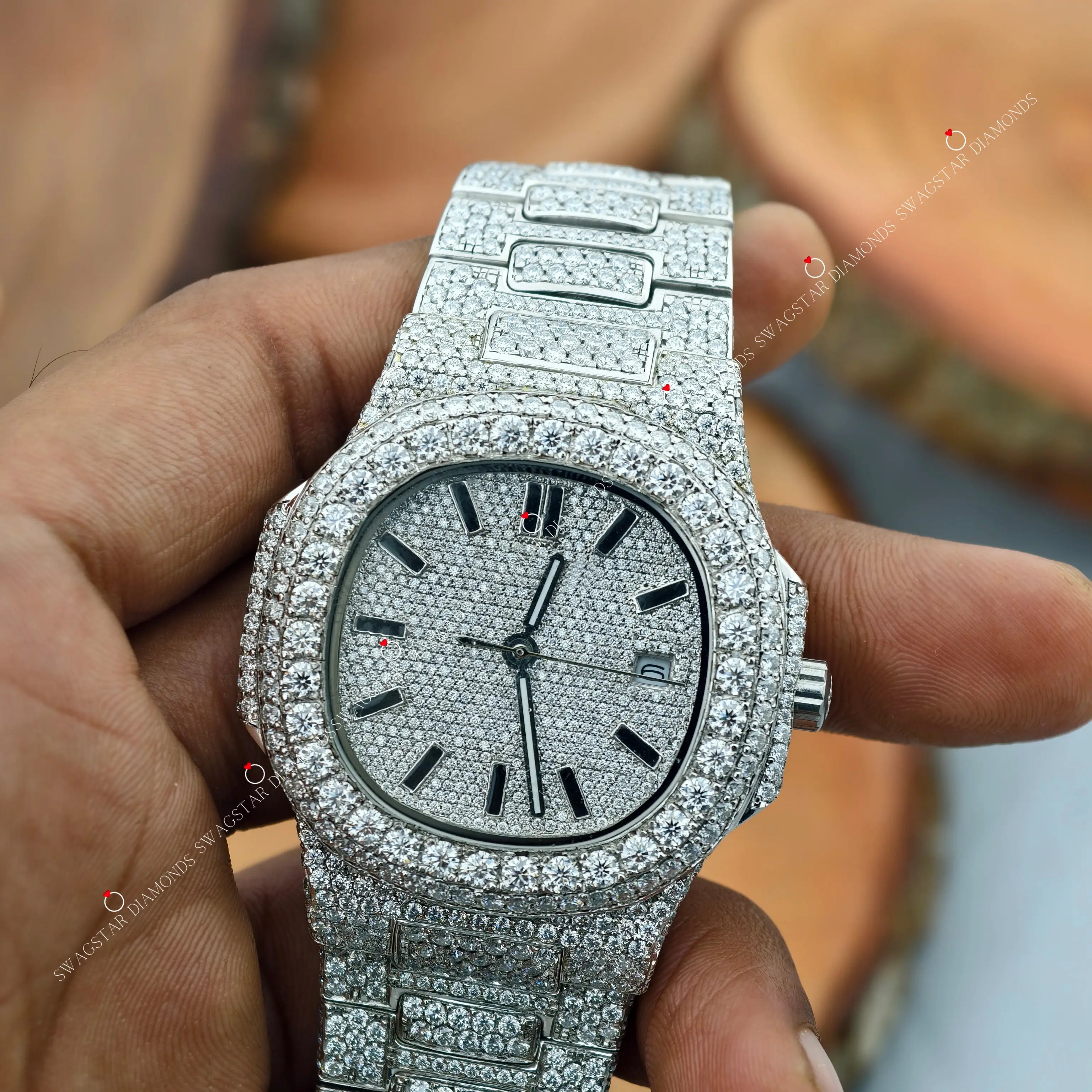 Stainless Steel Moissanite Watches For Him