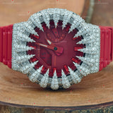 Trendy Red Belt Moissanite Watch For Men