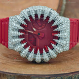 Trendy Red Belt Moissanite Watches.