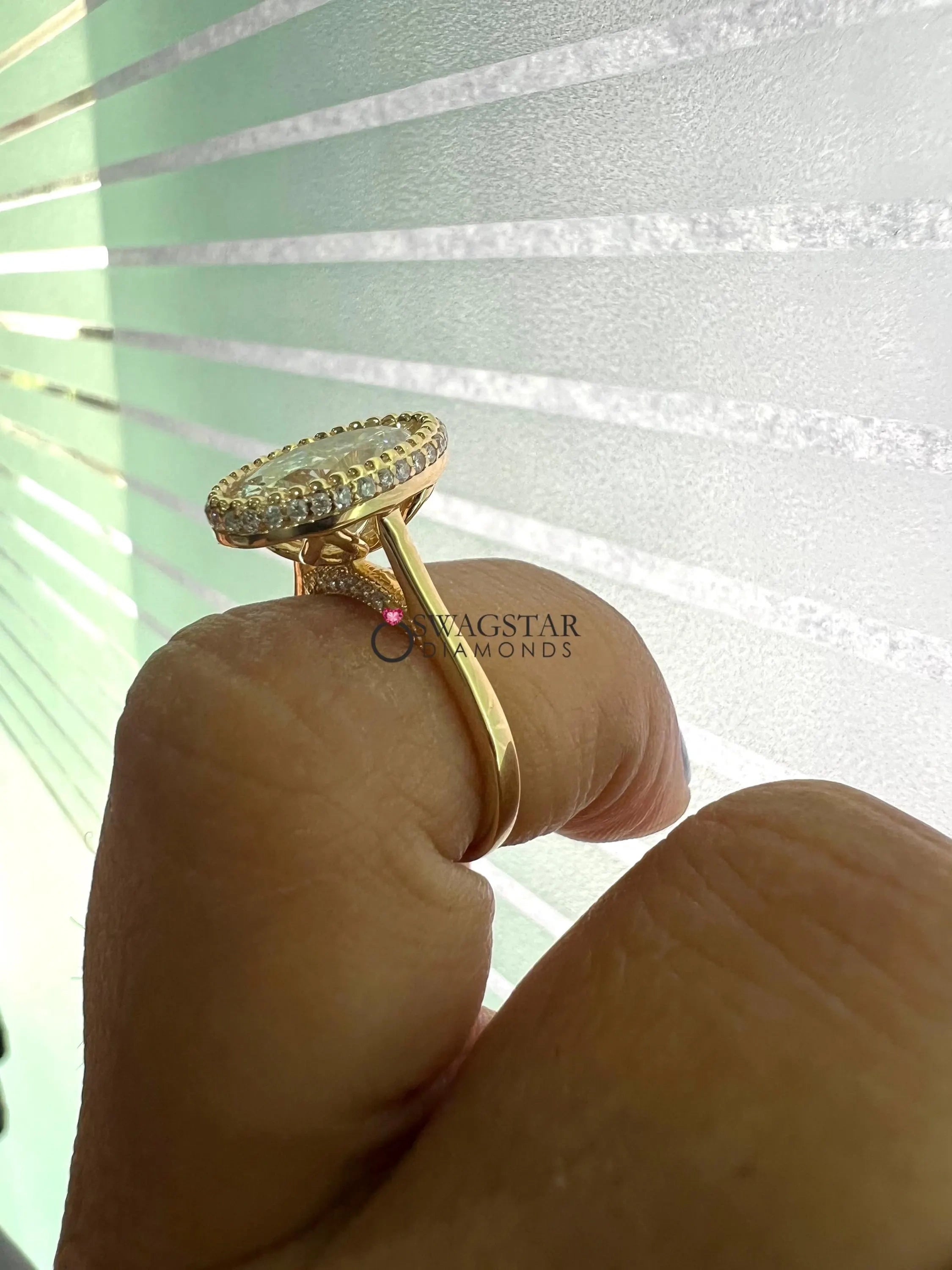 Tulip Setting Oval Lab Grown Ring