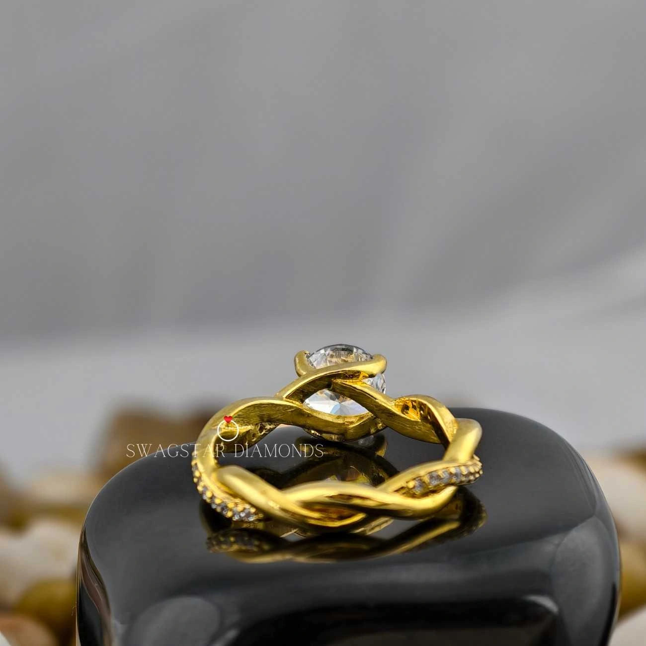Twisted Band Solitaire Ring