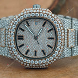 Two Tone Bust Down Moissanite Watch For Men
