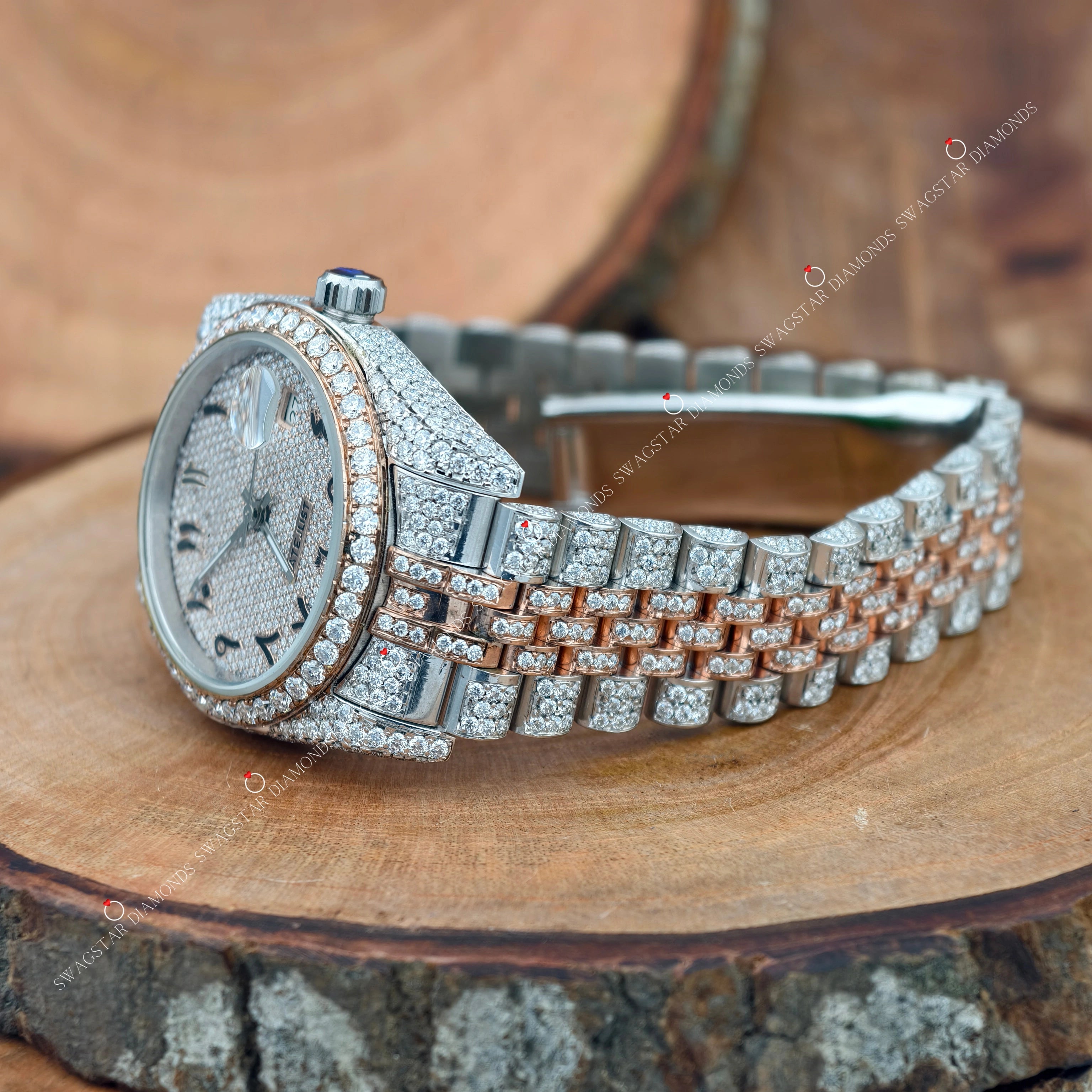 Two Tone Moissanite Watch For Gift