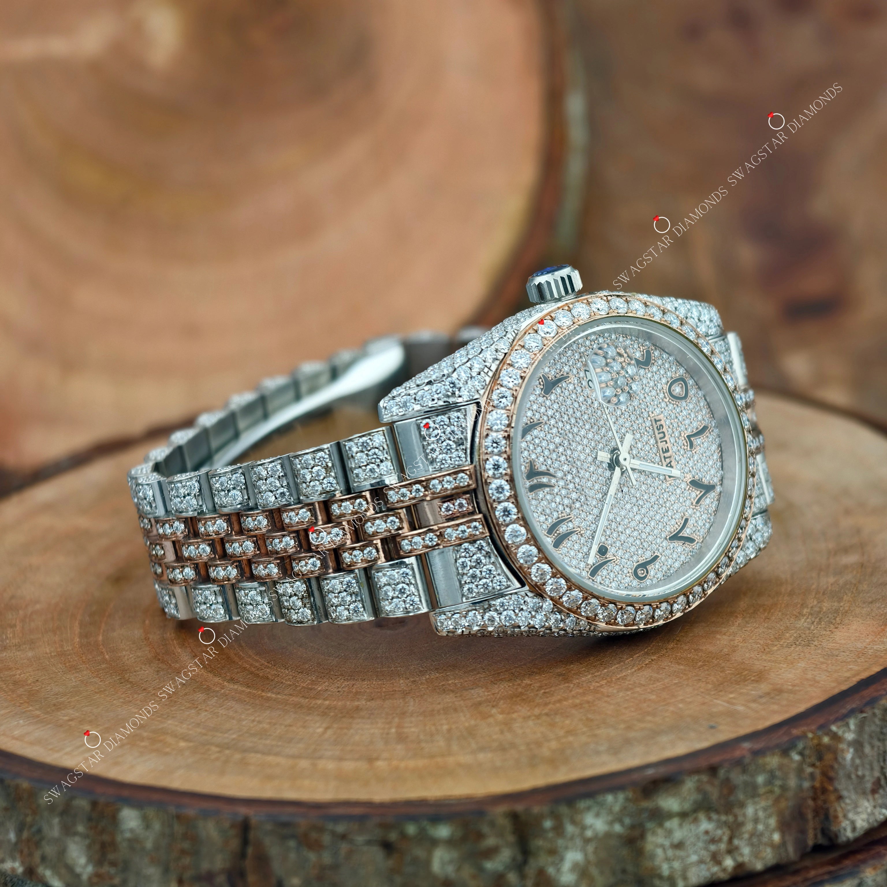Two Tone Moissanite Watch For Him