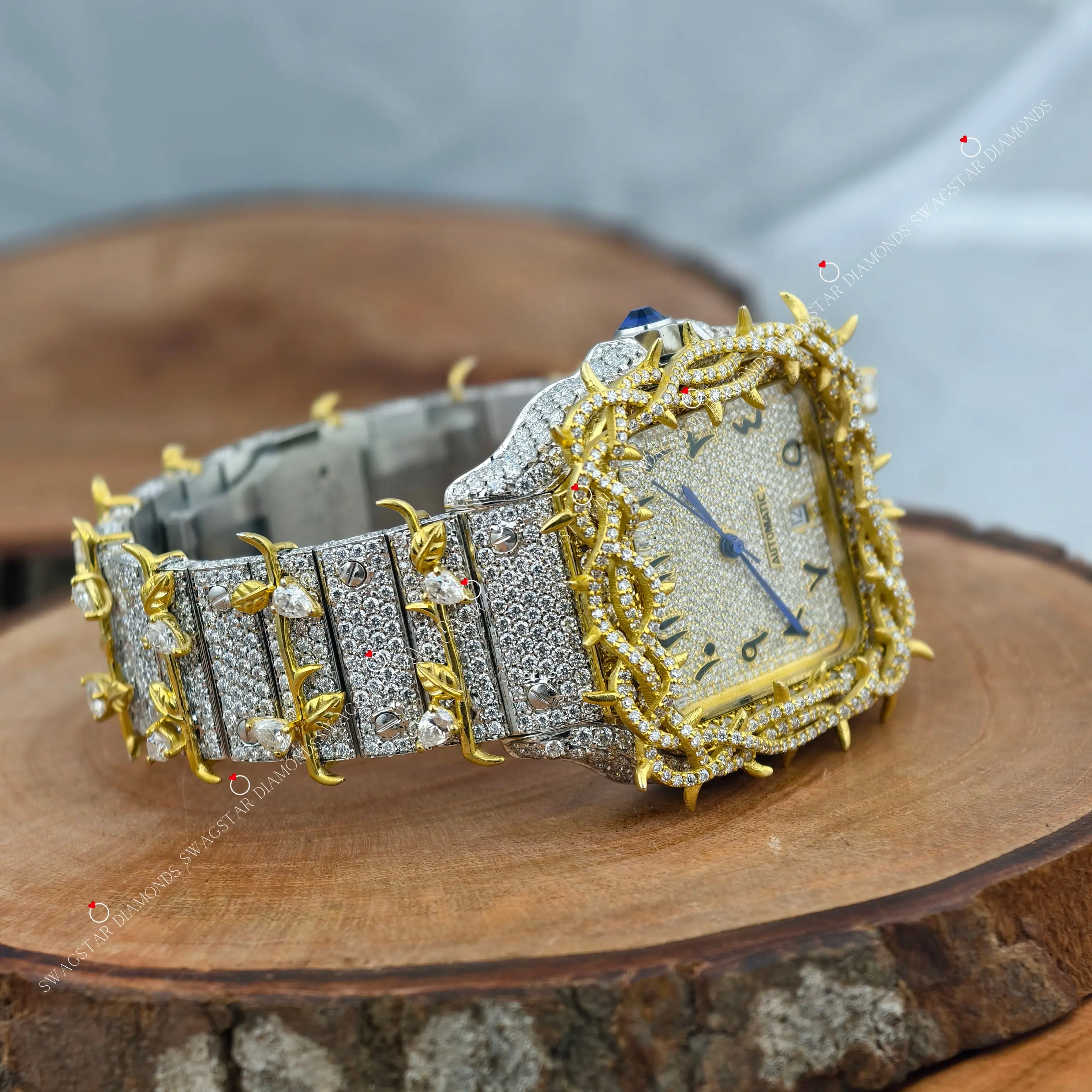 Two Tone Moissanite Watchs For Men
