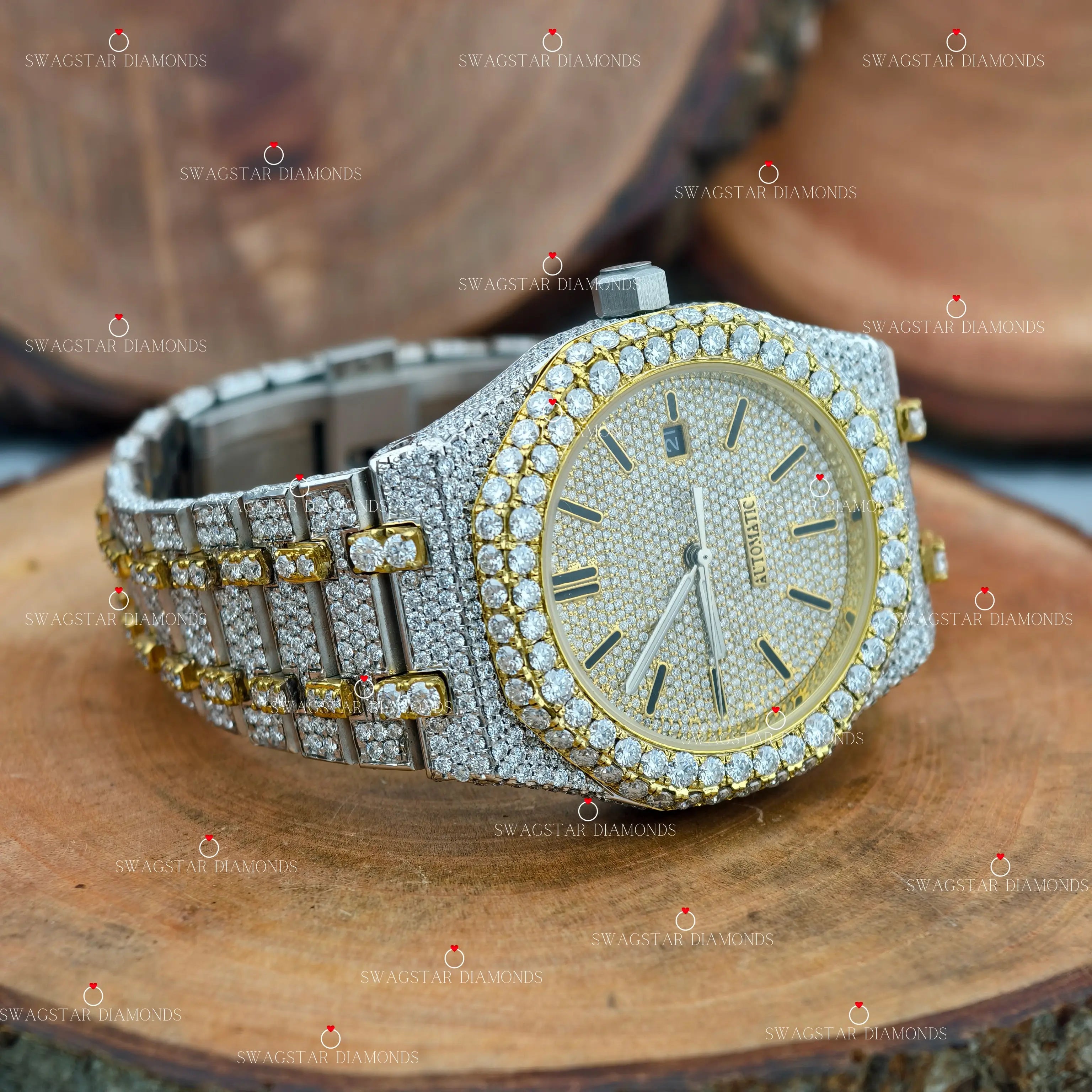Two Tone VVS Diamond Moissanite Watch