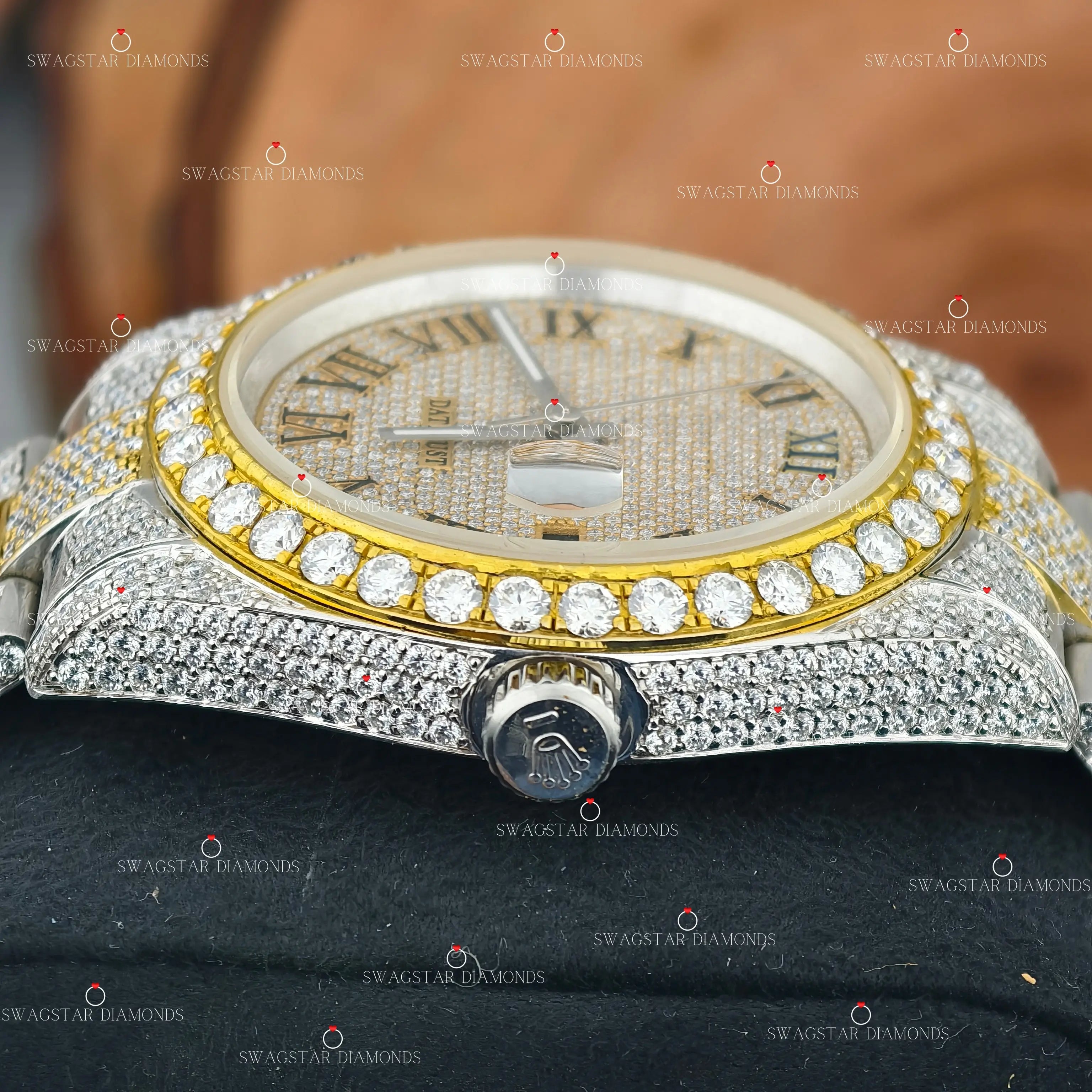 Unique Fully Studed Moissanite Watchess