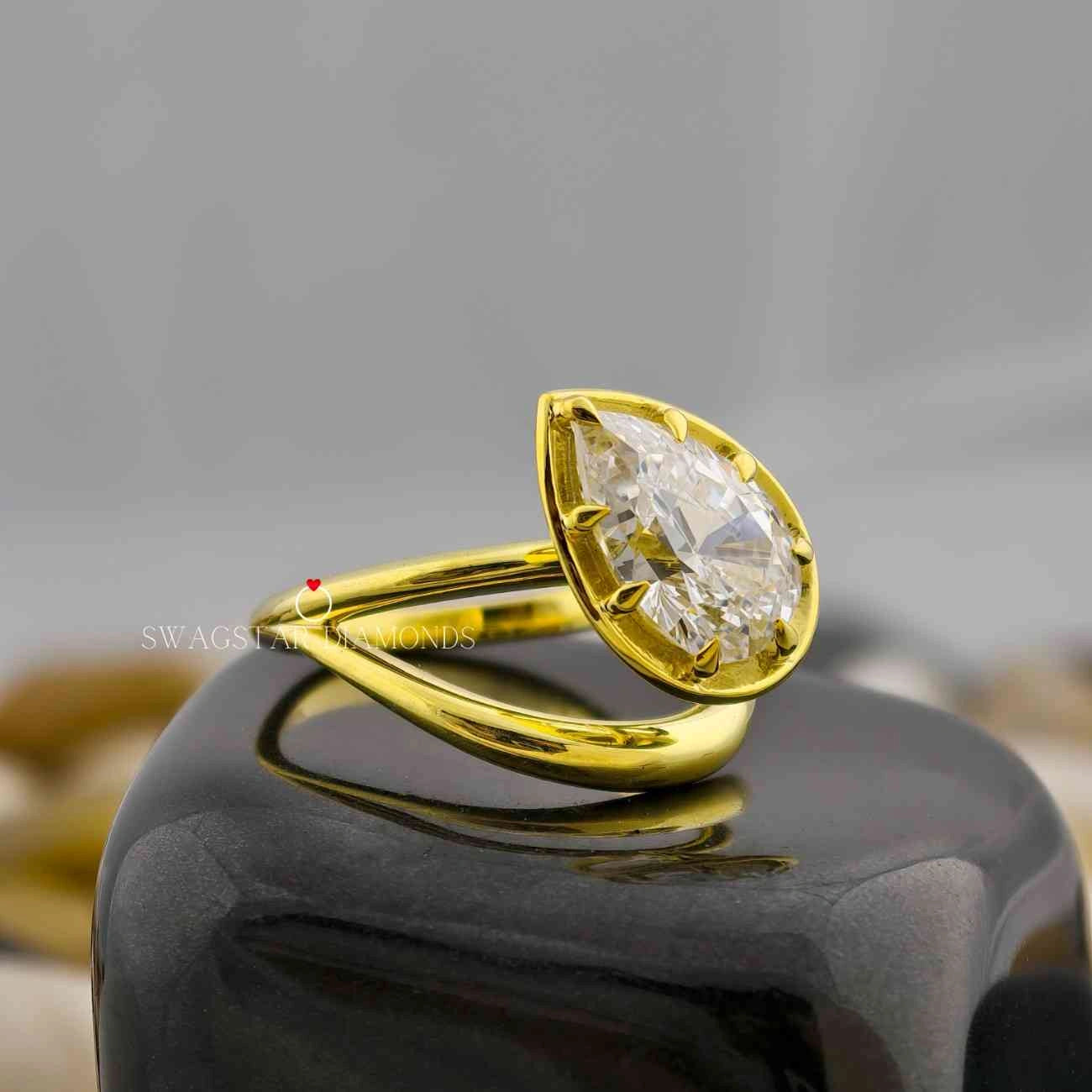 Unique Pear Cut Lab Grown Diamond Ring