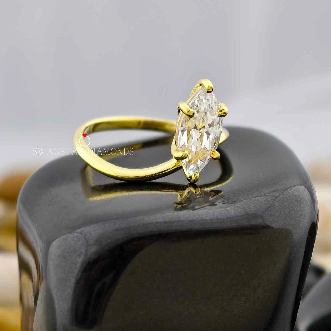 Unique Style Shank Marquise Cut Ring