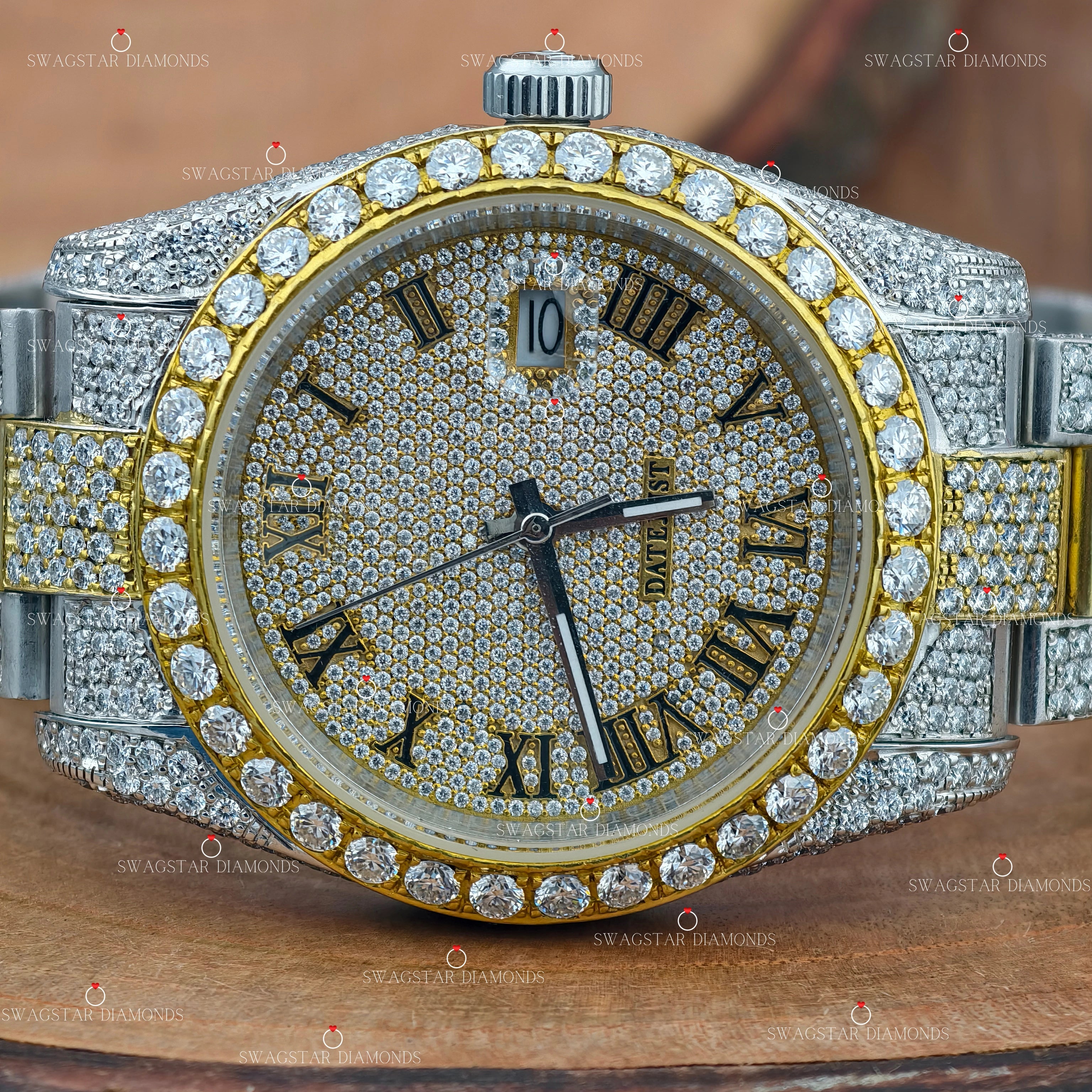 VVS1 Bust Down Moissanite Watch For Him