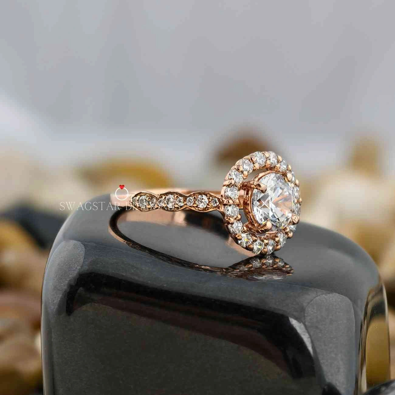 Vintage Halo Round Cut Ring