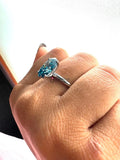 Vivid Blue Oval Cut Engagement Ring