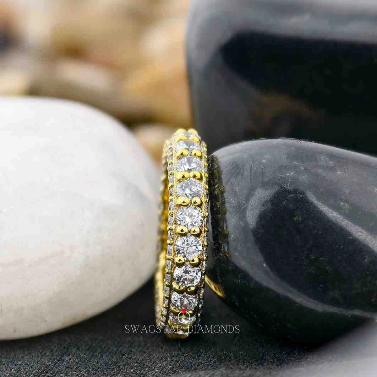 2.90 Carat Round Cut CVD Diamonds Full Eternity Wedding Engagement Band For Her