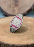 Women Pink Bezel Dial Moissanite Watches