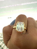 Womens Emerald Cut Double Prong Ring
