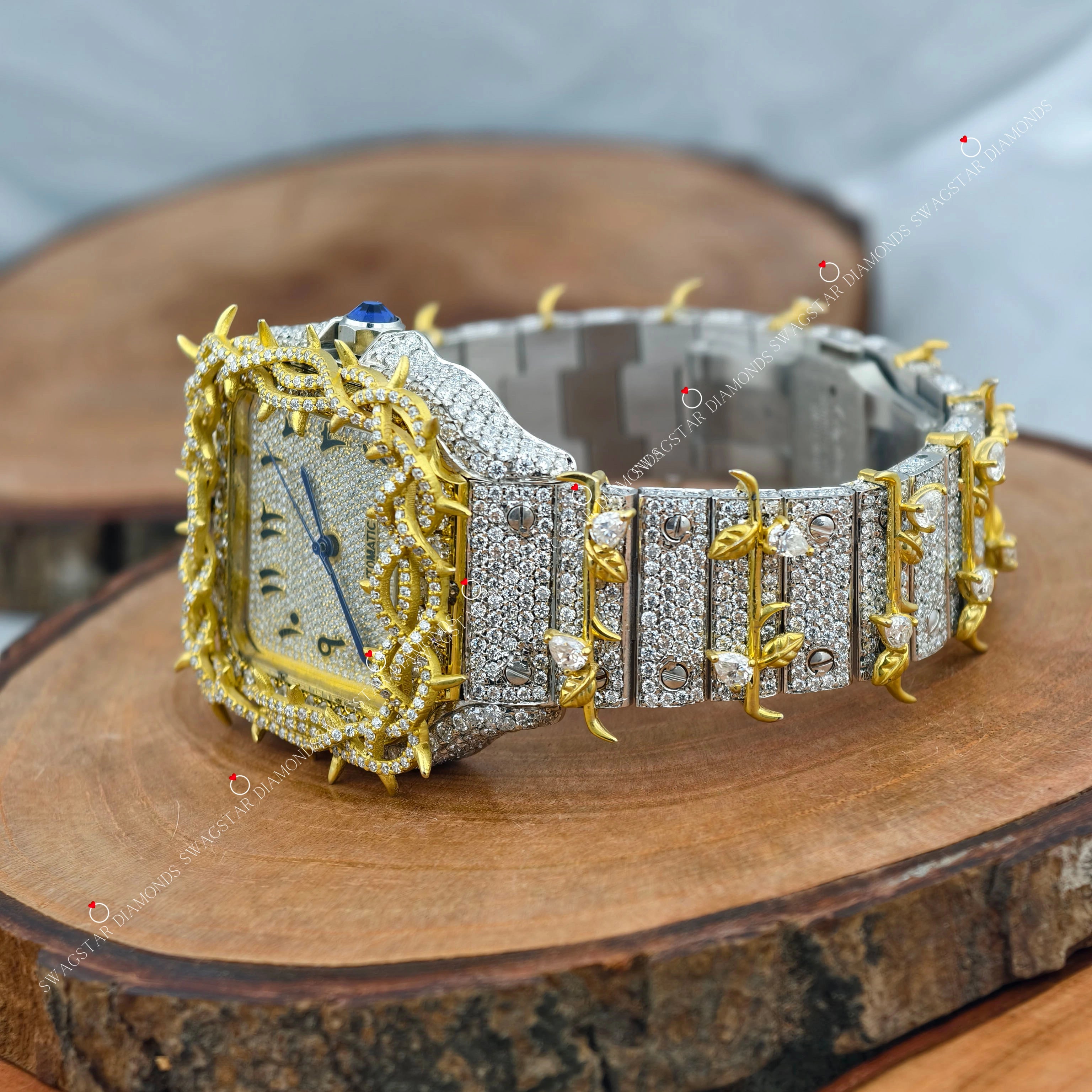 Yellow Gold Plated Moissanite Watch