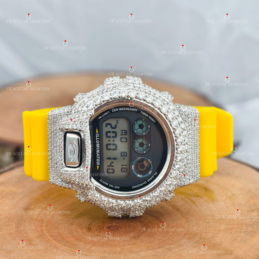 Yellow Rubber Band Moissanite Watch
