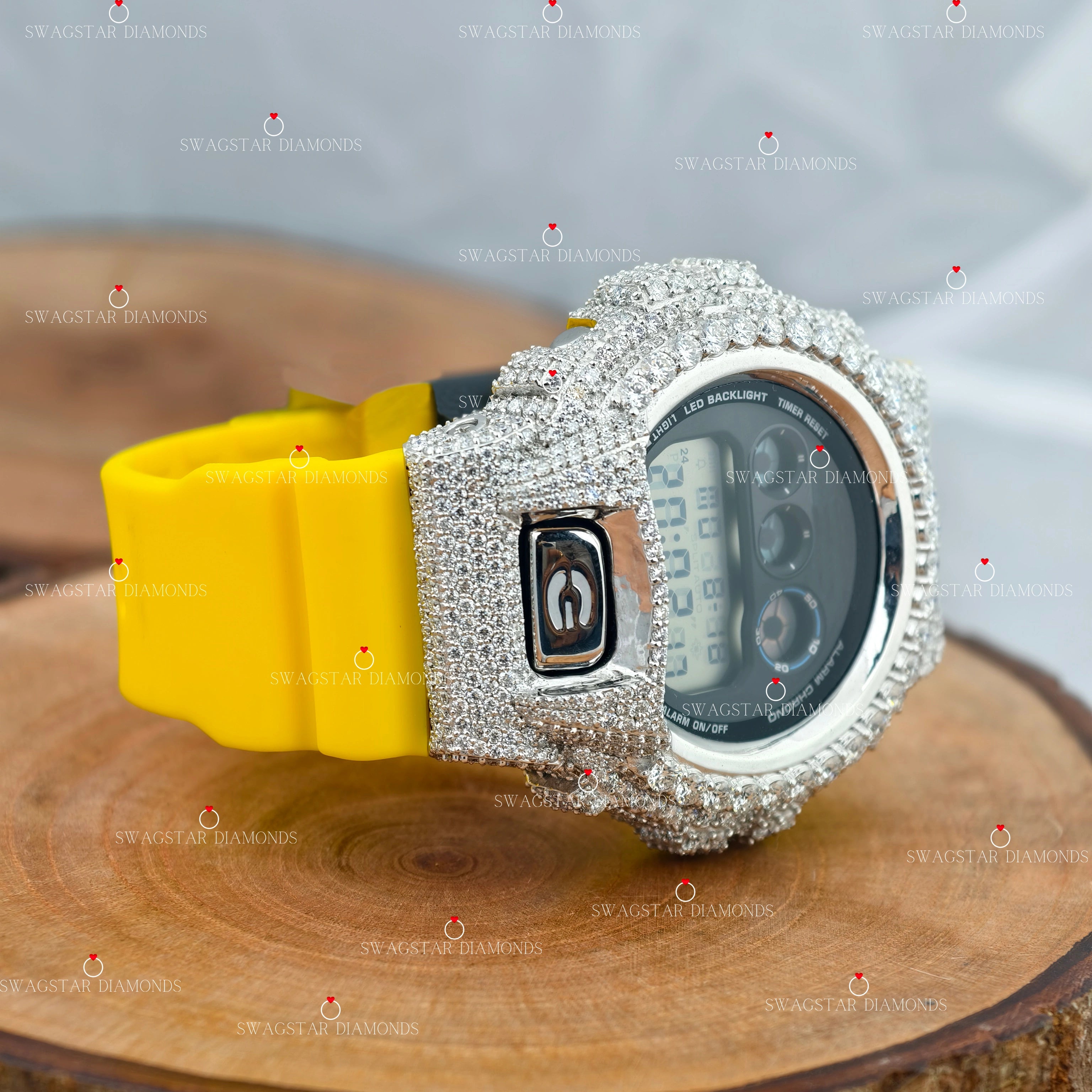 Yellow Silicon Band Moissanite Watch