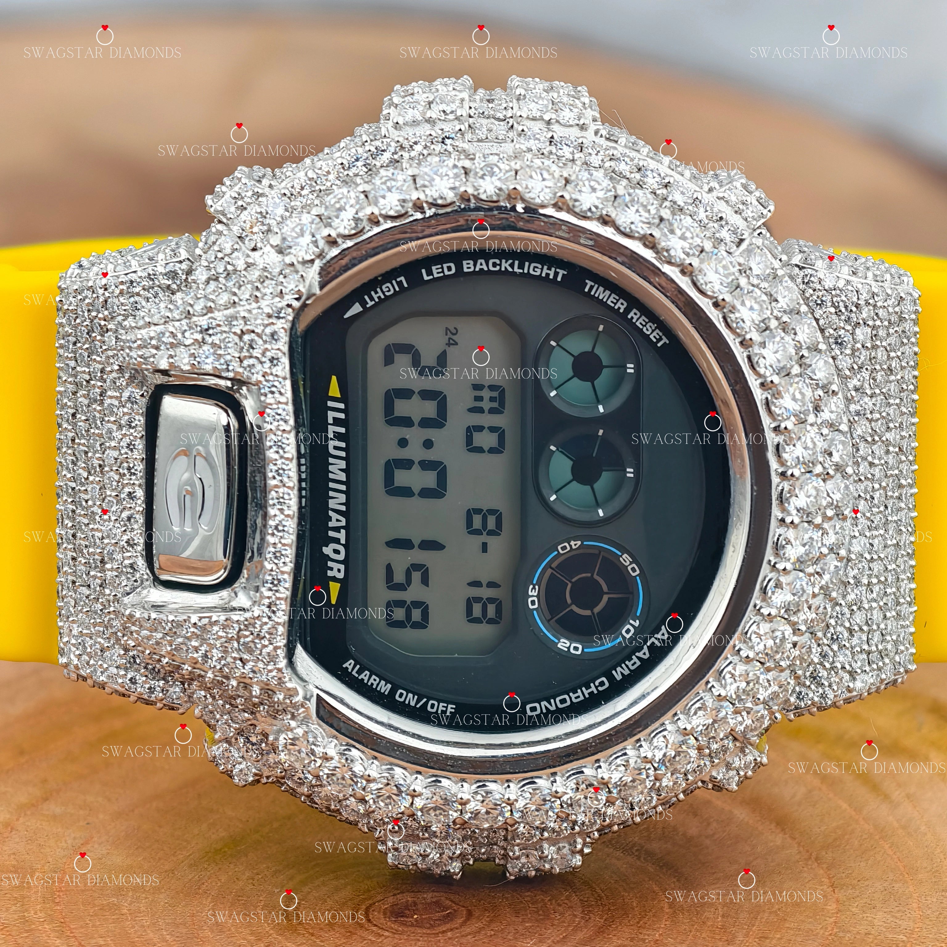 Yellow Silicon Band Moissanite Watches