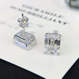 3 Carat Emerald Cut Stud Lab Grown Diamond Earrings for Women with Push Back Style