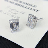 3 Carat Emerald Cut Stud Lab Grown Diamond Earrings for Women with Push Back Style