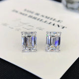 3 Carat Emerald Cut Stud Lab Grown Diamond Earrings for Women with Push Back Style
