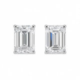 3 Carat Emerald Cut Stud Lab Grown Diamond Earrings for Women with Push Back Style