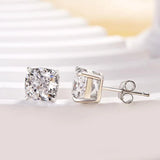 2.5 Carat Cushion Cut Lab Grown Diamond Stud Earrings for Women with Push Back