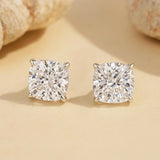 2.5 Carat Cushion Cut Lab Grown Diamond Stud Earrings for Women with Push Back