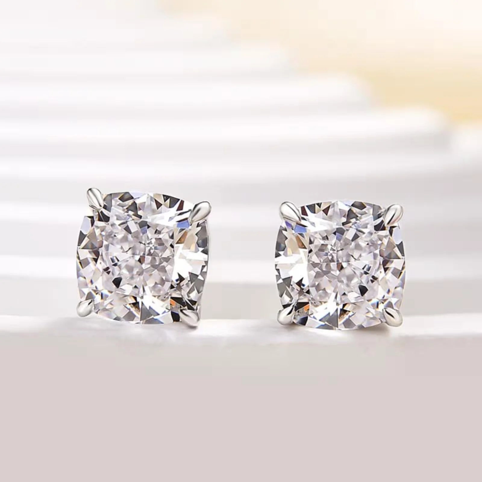 2.5 Carat Cushion Cut Lab Grown Diamond Stud Earrings for Women with Push Back