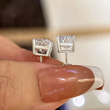2.5 Carat Cushion Cut Lab Grown Diamond Stud Earrings for Women with Push Back