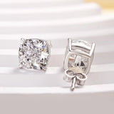 2.5 Carat Cushion Cut Lab Grown Diamond Stud Earrings for Women with Push Back